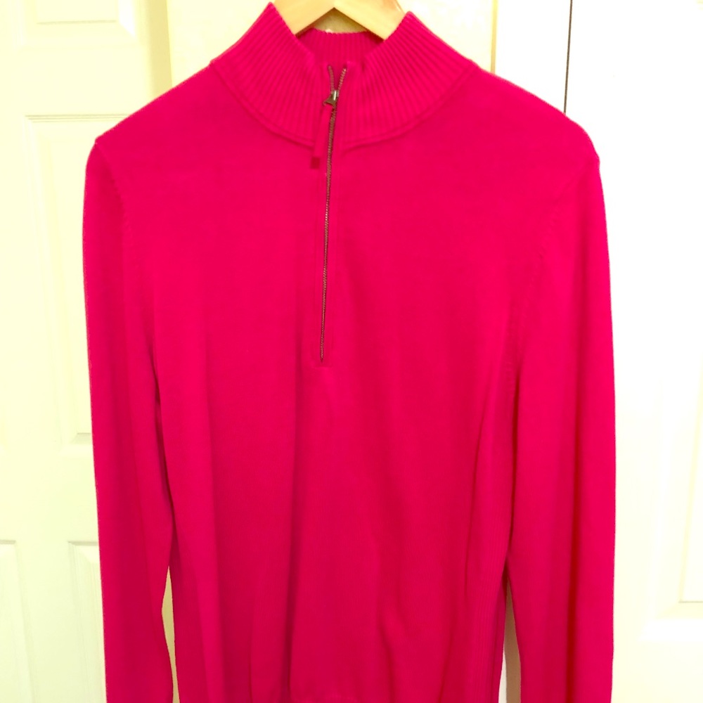 Large Magenta Foxcroft sweater.