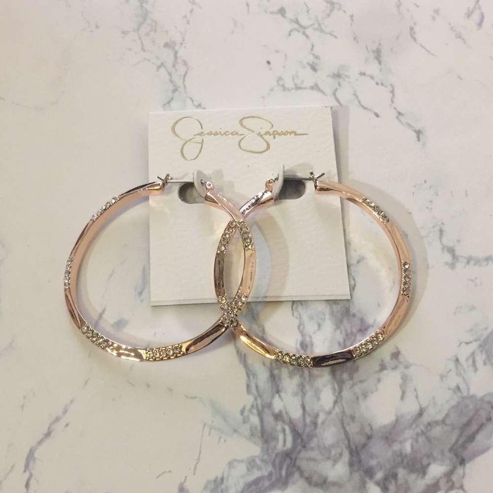 Jessica Simpson rose gold hoops