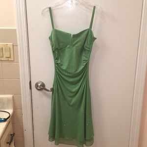 Green shiny dress