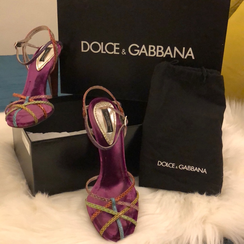 Dolce & Gabbana Multicolor Snakeskin Sandals 6.5