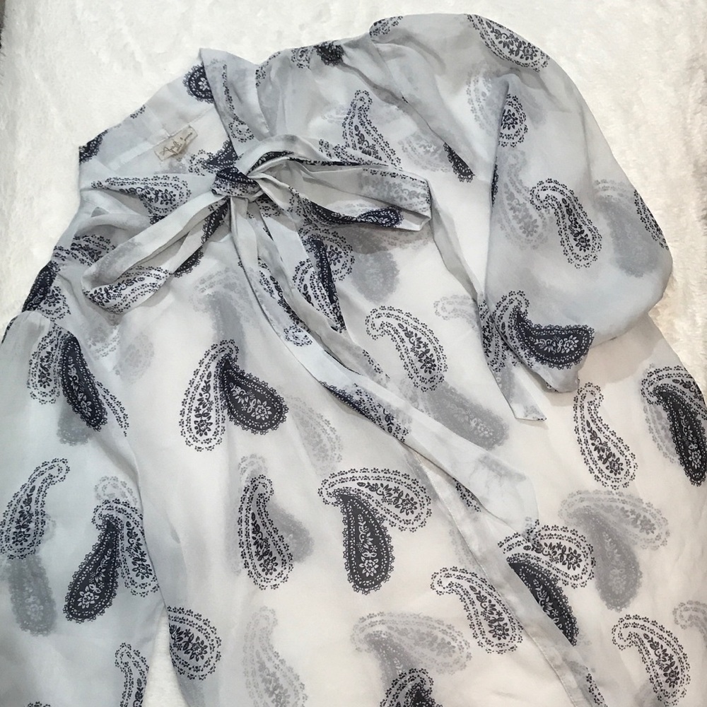 Sheer white and blue shirt