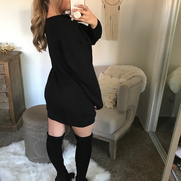 LAST1•Laced Up Black Sweater Dress - Picture 5 of 5