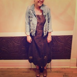HandMade Linen Brown Sack Dress (Like Blue Fish!)