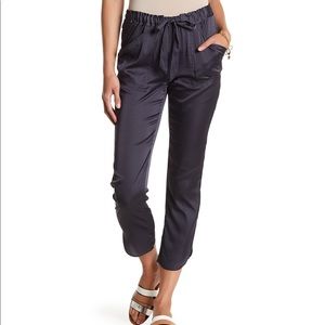 Charcoal Satin Pants with Waist Tie