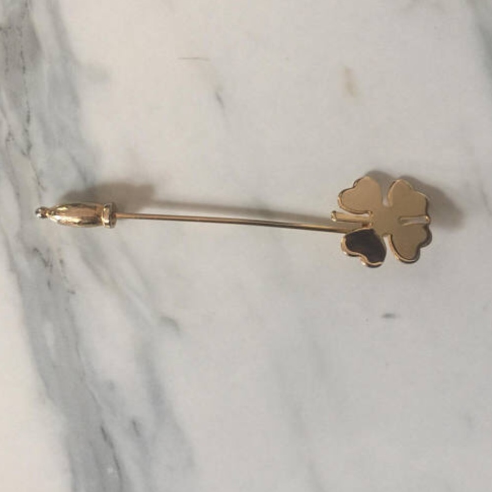 Four leaf clover shamrock stick pin, lucky vintage