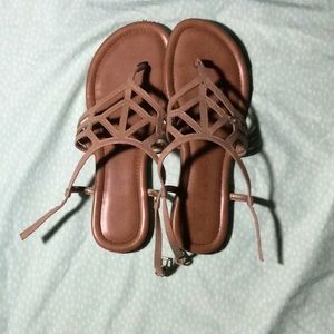 Tan patterned sandals women's US 6 1/2