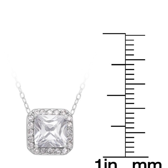 sterling silver necklace w/ square cubic zirconia - Picture 3 of 5