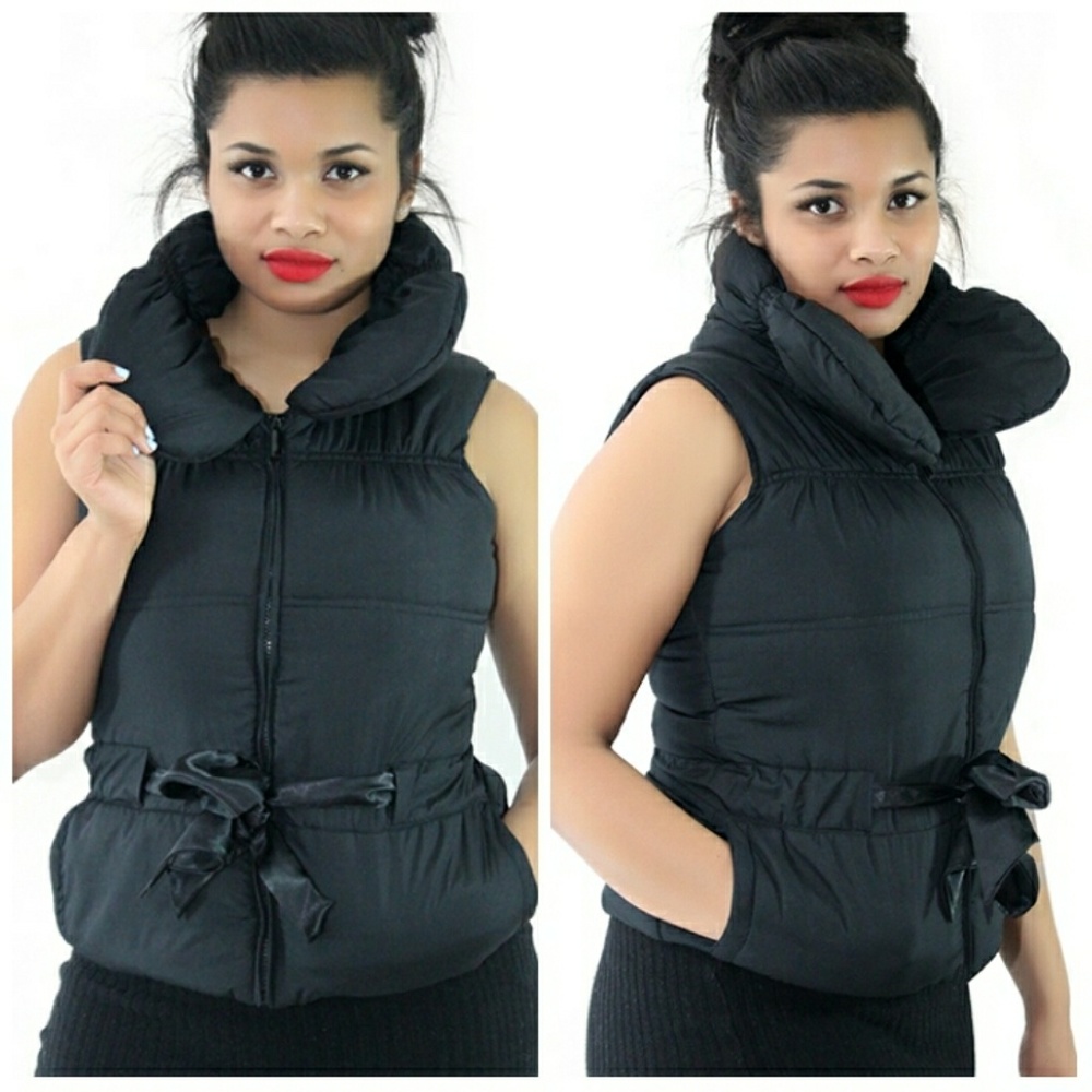 Ms. Puffy Vest with Ribbon Tie Waist💕