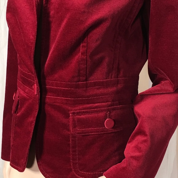 Size 14P Talbots Red Velvet One Button Blazer - Picture 4 of 8