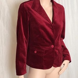 Size 14P Talbots Red Velvet One Button Blazer