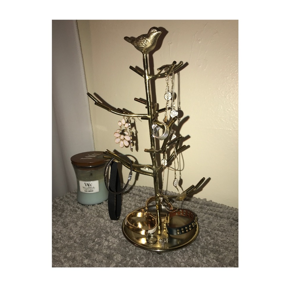 Gold Bird topped Jewelry holder