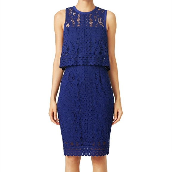 Blue Lace Sheath Dress