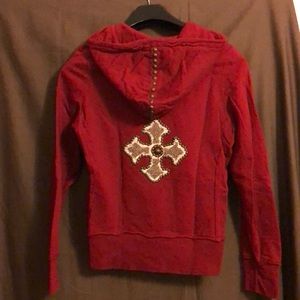 Women’s Sz L Twisted Heart embellished hoodie