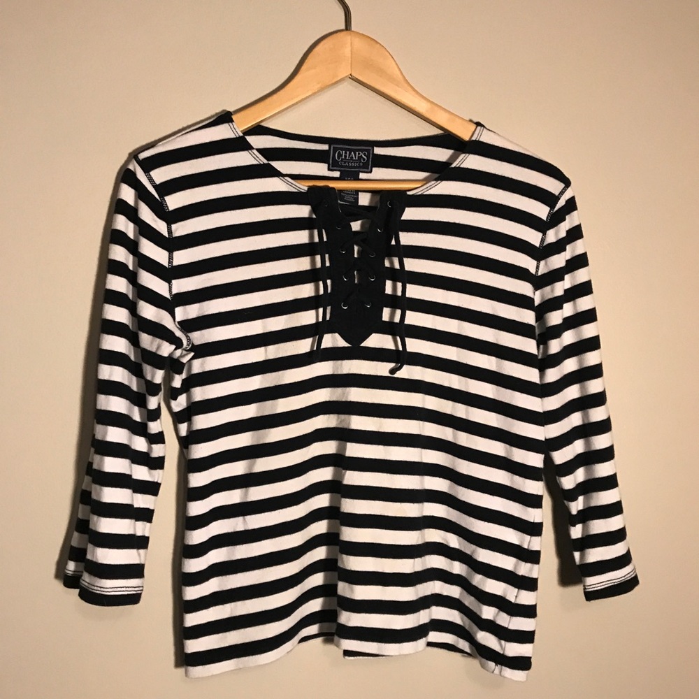 striped 3 quarter sleeve top