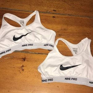 Nike pro sports bra white