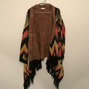 Zig Zag Stitch Multicolor Blanket Cardigan