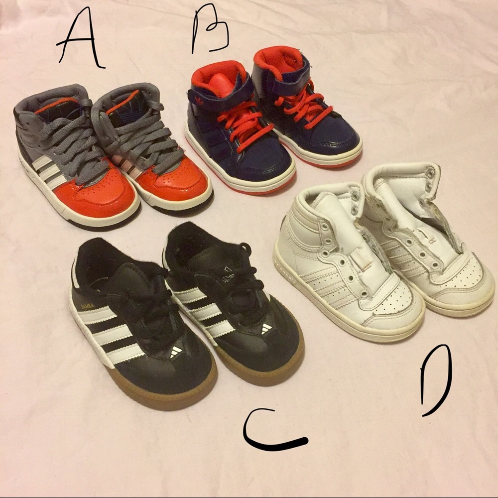 Adidas Boys Size 5K Sneakers