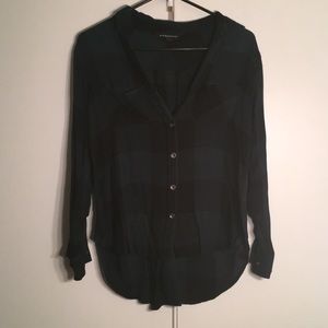 Soft green and black flannel