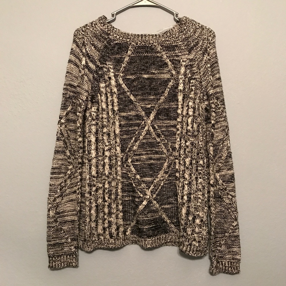 Black and White Cable Knit Sweater