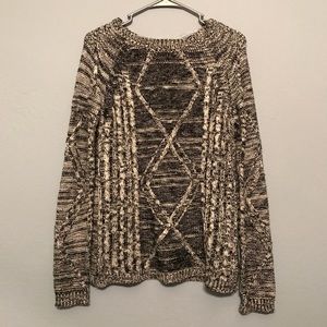 Black and White Cable Knit Sweater