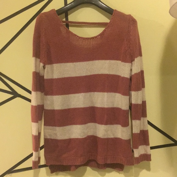 Blush and White Striped Knit Sweater - Picture 1 of 4