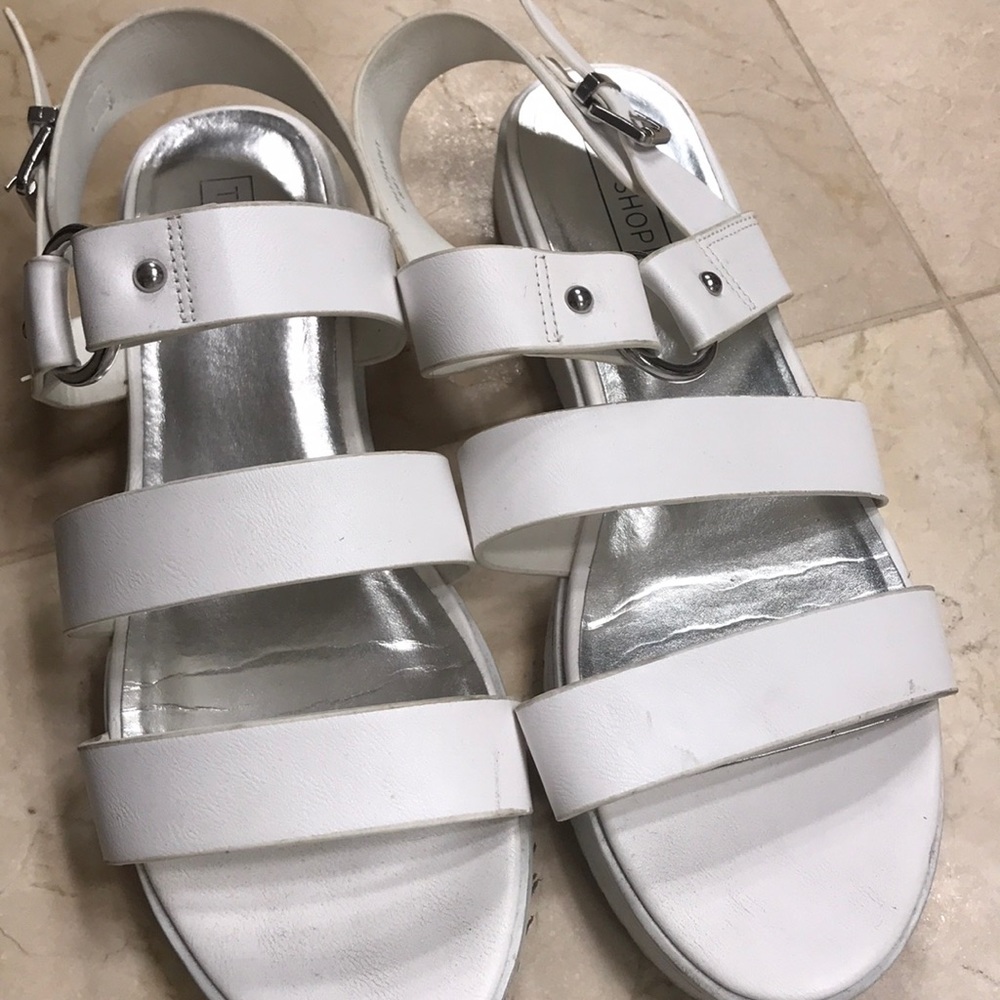 Topshop White Mini Platform Sandals with buckle
