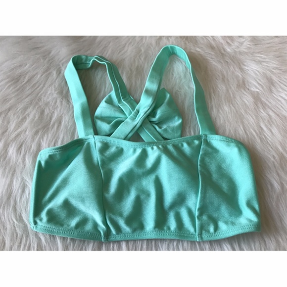 Asos Swim Criss Cross Mint Green Bikini Top 2 - Picture 1 of 7