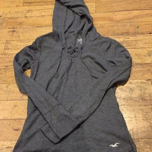 Hollister waffle knit lace lace up hoodie