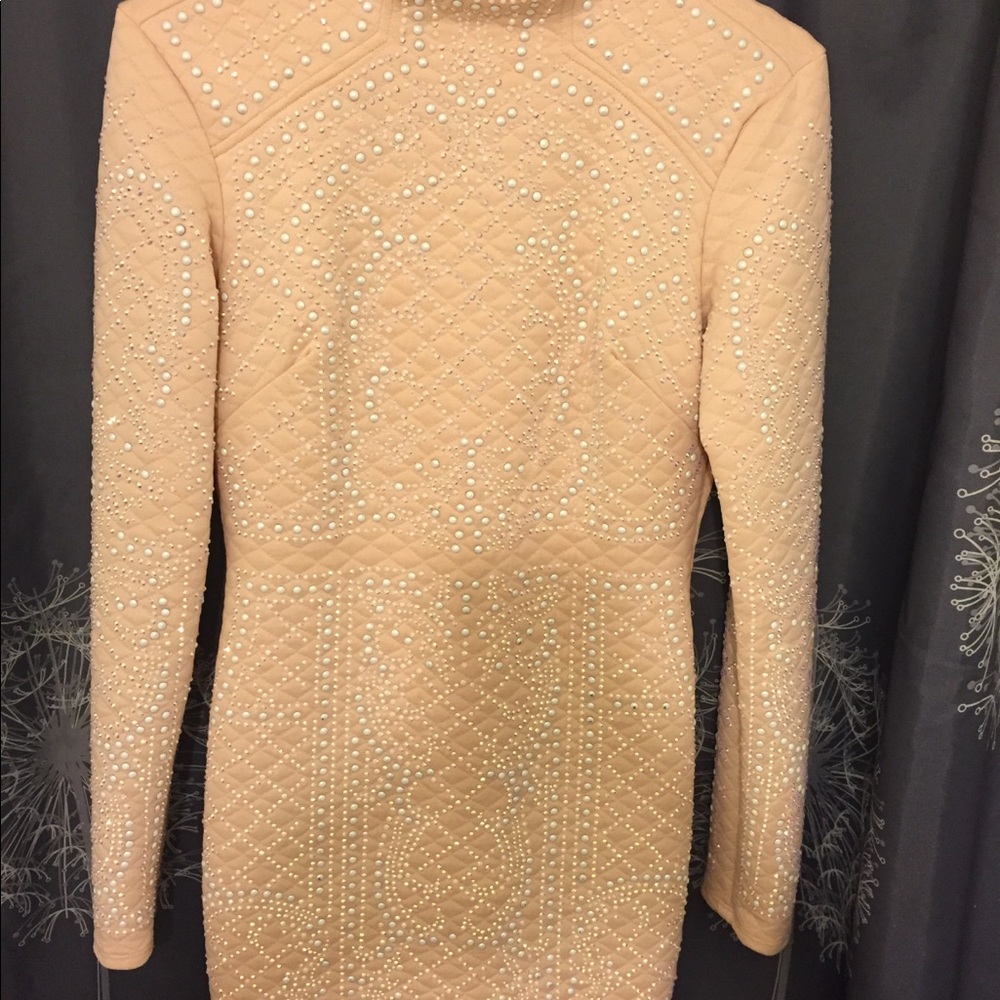Bebe Beaded Long Sleeve Dress