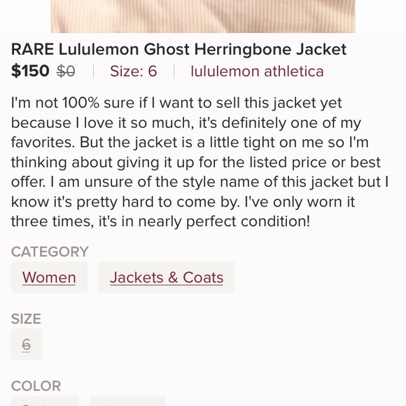 Lululemon rare ghost herringbone be present jacket - Picture 4 of 4