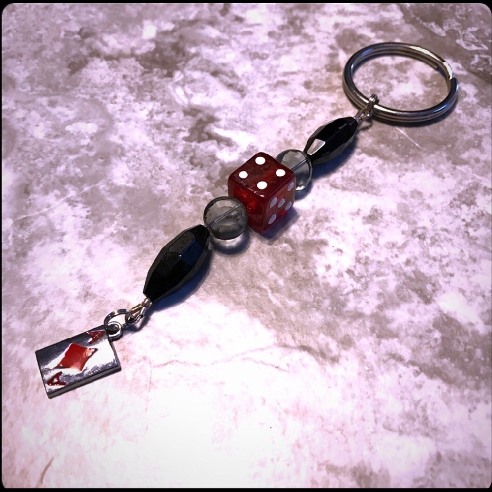 Handmade Casino Gambling Keychain 5" long