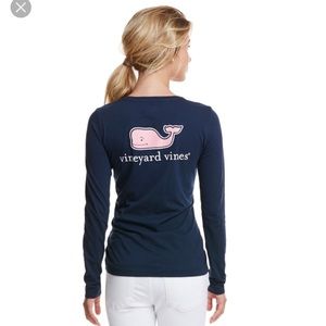 Long Sleeve Vineyard Vines  (Navy & pale pink)