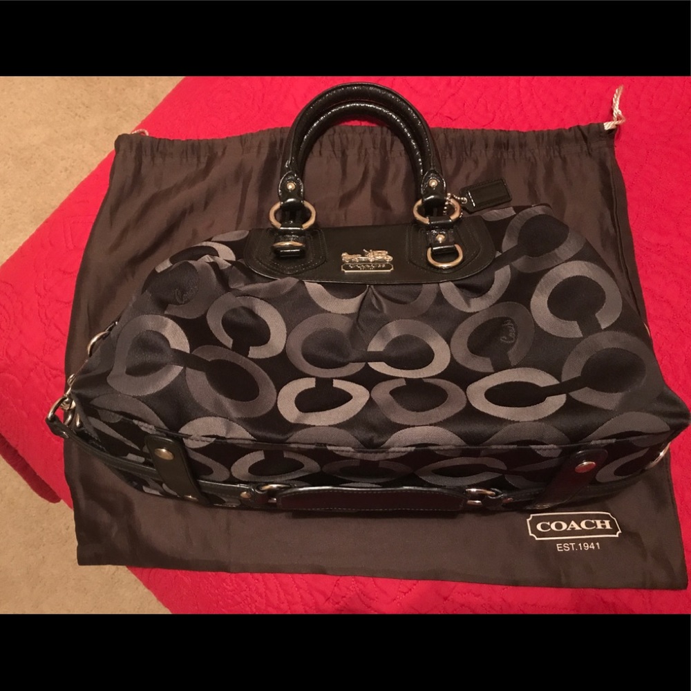 Black Signature Coach Purse with Silver Hardware