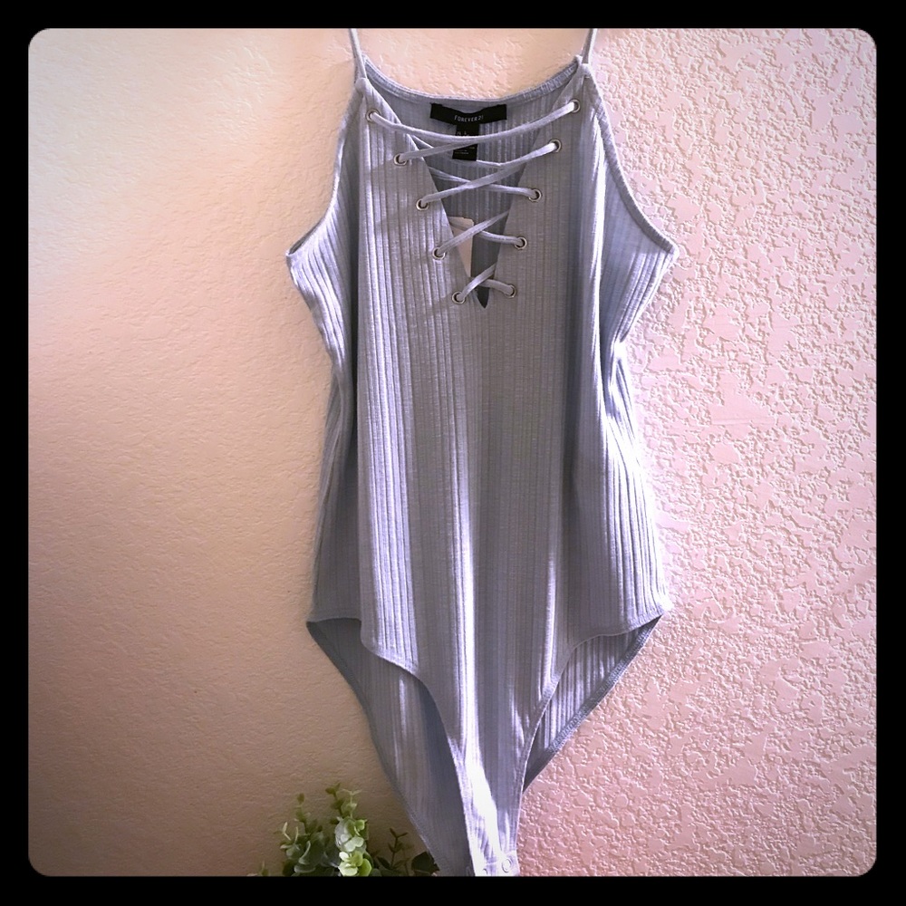 Powder Blue Bodysuit with Snap Closure