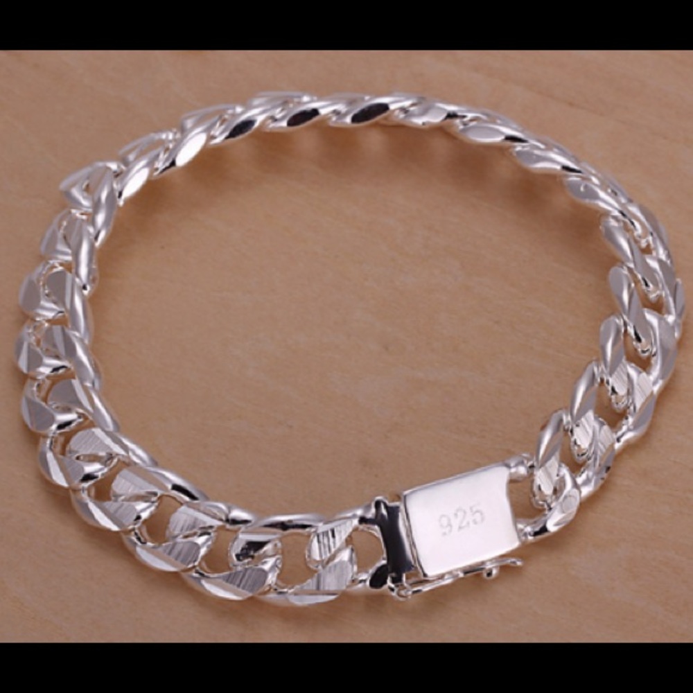 925 Sterling Silver Plated 10mm 8.7” Bracelet - Picture 1 of 1