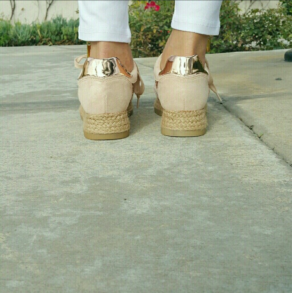 Rose Gold Glitter Espadrilles Sneakers - Picture 3 of 3