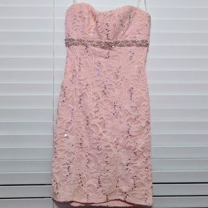 Pink rhinestone formal fitted dress