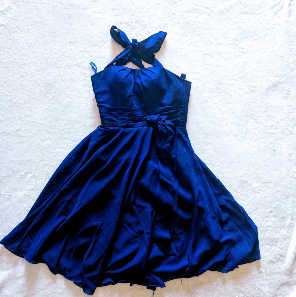 Homecoming halter top sapphire dress