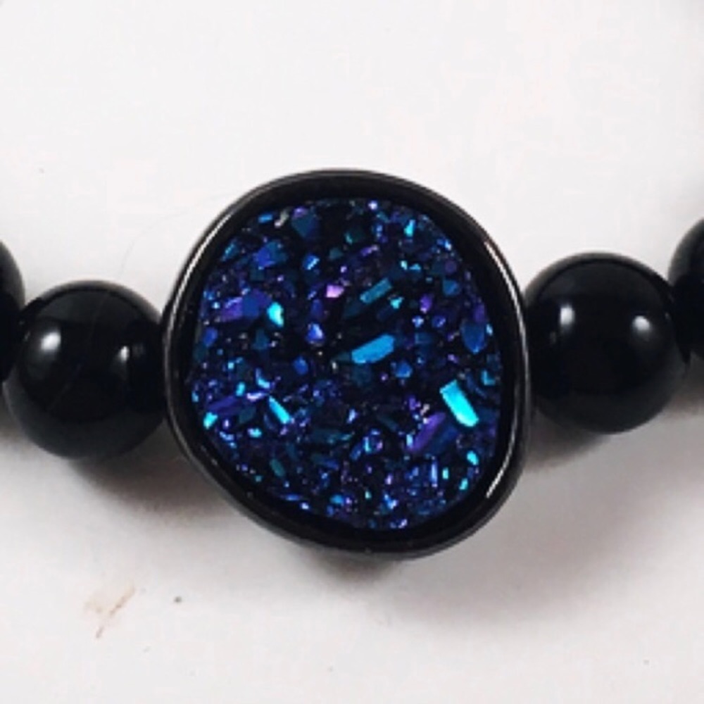 Last one !! blue druzy galaxy onyx gems bracelet - Picture 2 of 8