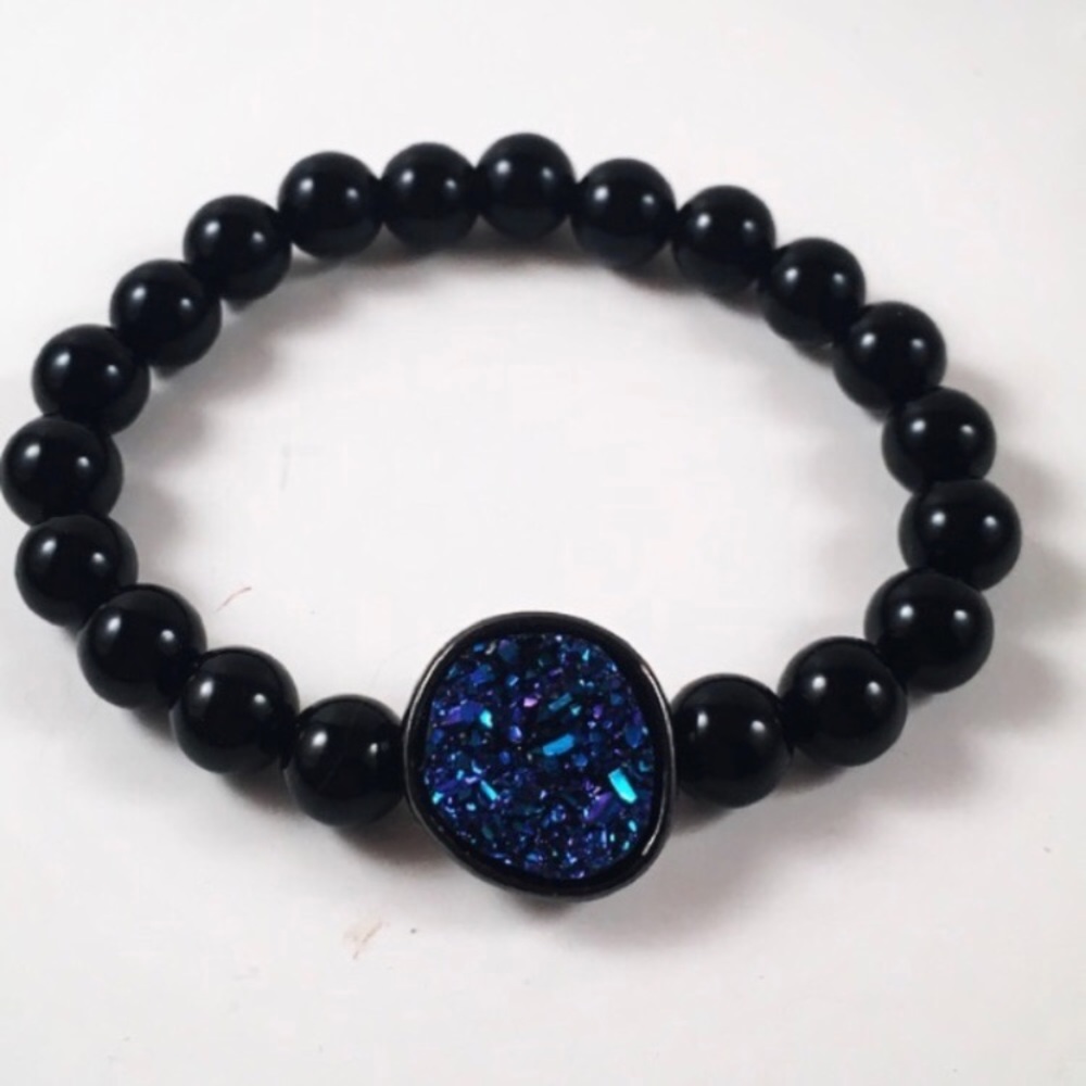 Last one !! blue druzy galaxy onyx gems bracelet - Picture 5 of 8