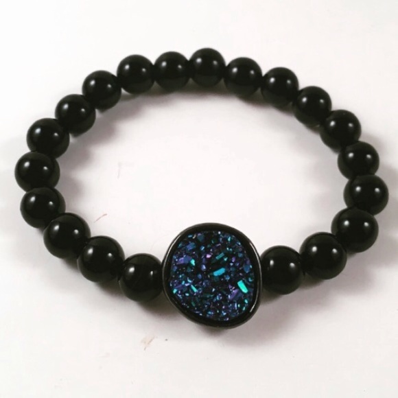 Last one !! blue druzy galaxy onyx gems bracelet - Picture 3 of 8