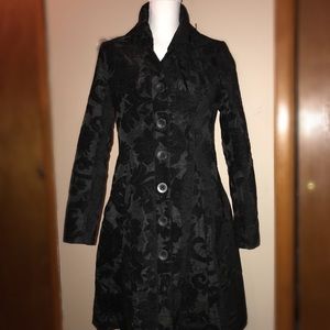 Black Jacquard button down coat by Desigual