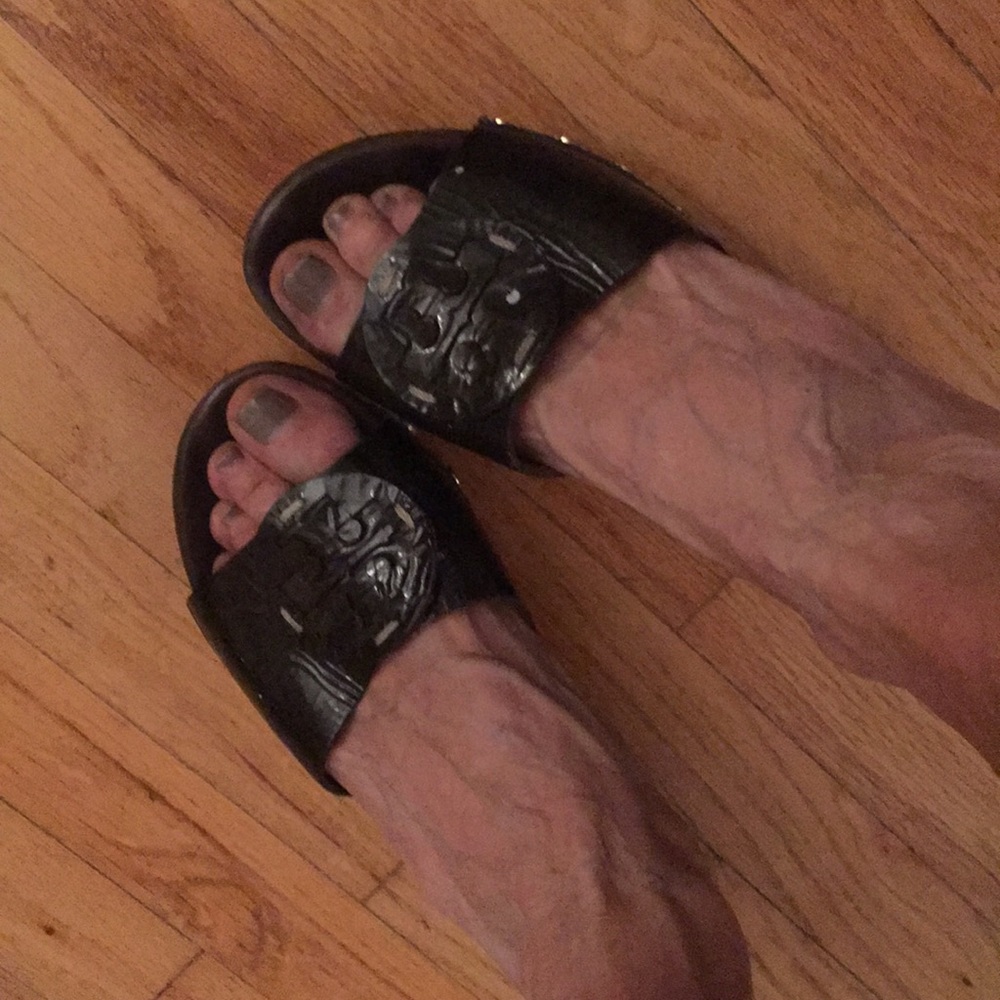 Tory Burch patent wedgie slip ons