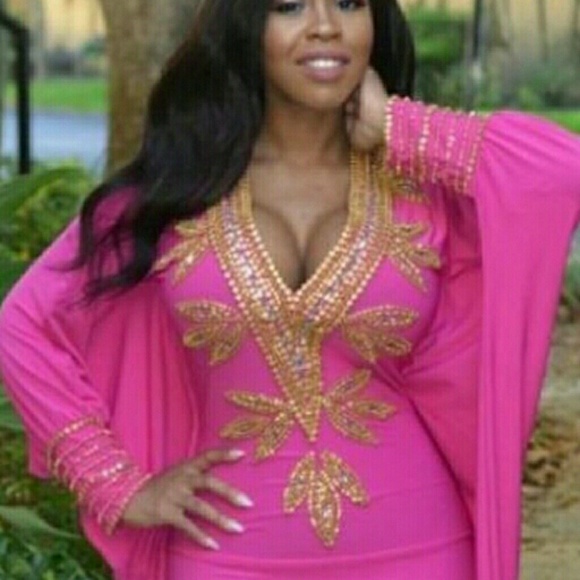 Sexy Champagne Kaftan Arab Style Gown - Picture 2 of 4