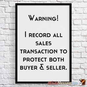 ⚠️ Warning! I record ALL sales transactions