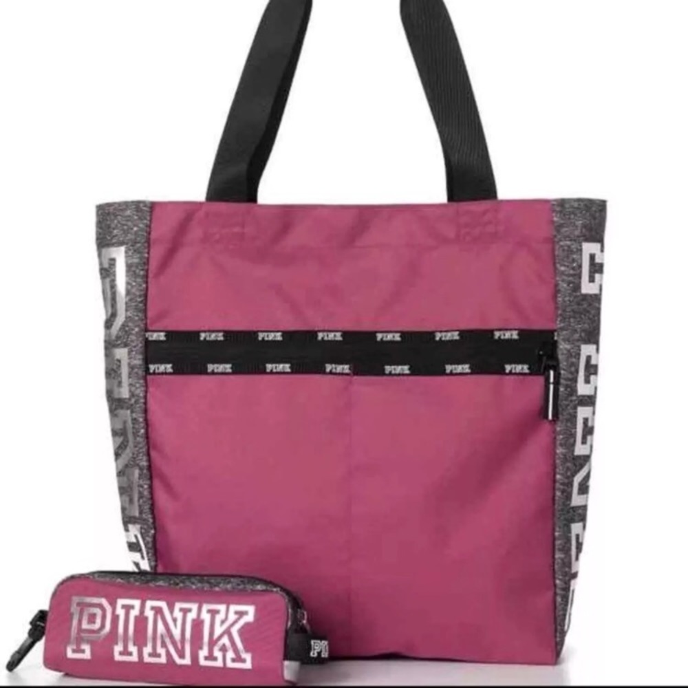 Pink tote and pouch