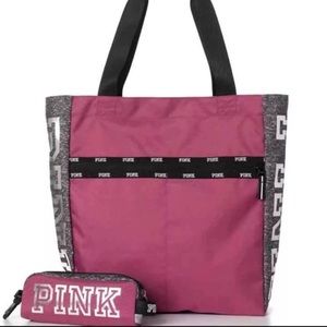 Pink tote and pouch