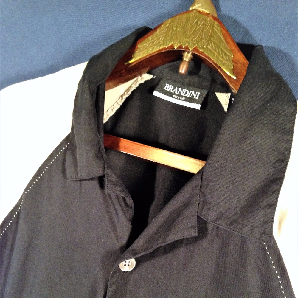Brandini Large Button Down Silk Bowling Shirt