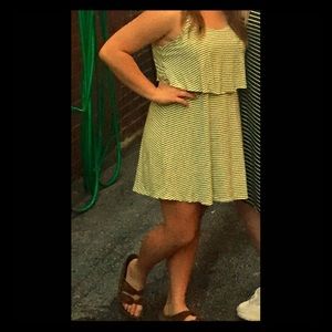 Yellow/grey Striped t-shirt Summer Dress