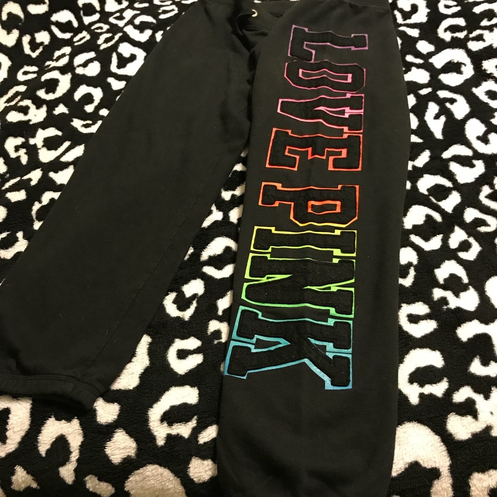 Rainbow pop out fuzzy felt graphics joggers rare!